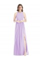 Boutique Lilas Trapèze Licou Mousseline Longue Robes demoiselle d'honneur