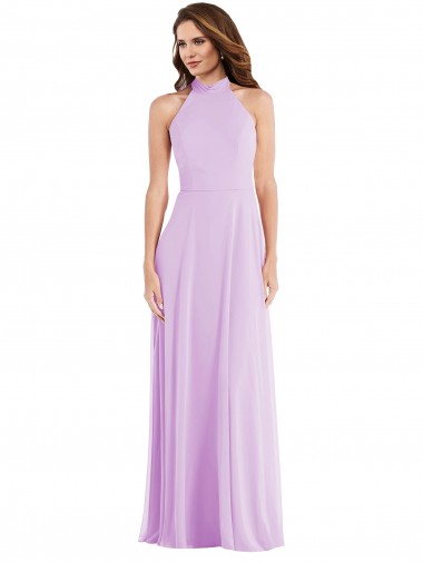 Boutique Lilas Trapèze Licou Mousseline Longue Robes demoiselle d'honneur