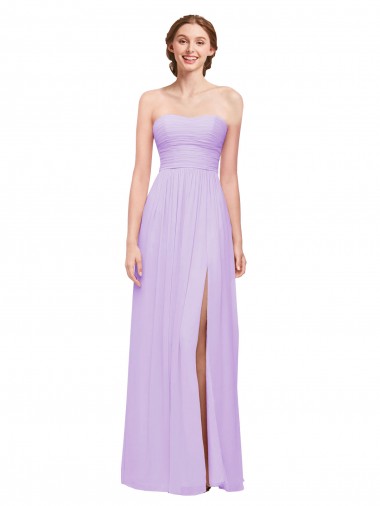 Boutique Lilas Trapèze Sans bretelle Mousseline Longue Robes demoiselle d'honneur