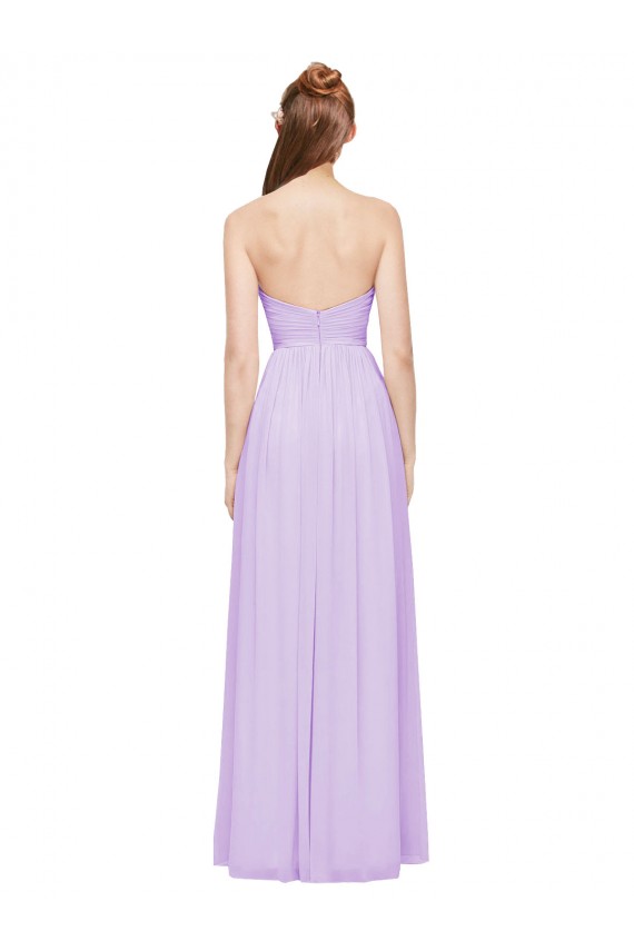 Boutique Lilas Trapèze Sans bretelle Mousseline Longue Robes demoiselle d'honneur