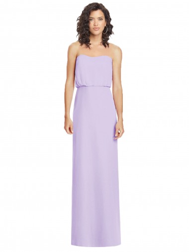 Boutique Lilas Trapèze Sans bretelle Mousseline Longue Robes demoiselle d'honneur