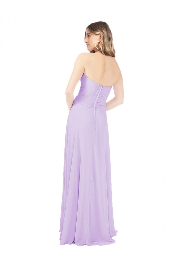 Boutique Lilas Trapèze Sans bretelle Mousseline Longue Robes demoiselle d'honneur