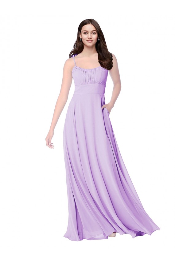 Boutique Lilas Trapèze Scoop Mousseline Longue Robes demoiselle d'honneur