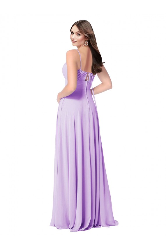 Boutique Lilas Trapèze Scoop Mousseline Longue Robes demoiselle d'honneur