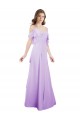 Boutique Lilas Trapèze Épaule Dénudée Bretelles spaghetti Mousseline Longue Robes demoiselle d'honneur