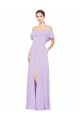 Boutique Lilas Trapèze Épaule Dénudée Sans bretelle Mousseline Longue Robes demoiselle d'honneur