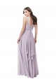 Boutique Lueur rose Trapèze Col V Mousseline Longue Robes demoiselle d'honneur