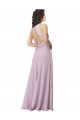 Boutique Lueur rose Trapèze Licou Col Haut Mousseline Longue Robes demoiselle d'honneur