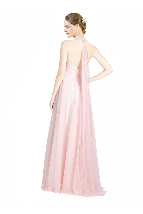Boutique Menthe verte Trapèze Bretelles spaghetti Tulle Longue Robes demoiselle d'honneur