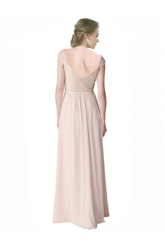 Boutique Menthe verte Trapèze Col V Mousseline Dentelle Longue Robes demoiselle d'honneur