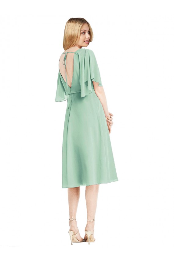 Boutique Menthe verte Trapèze Mousseline Courte Robes demoiselle d'honneur