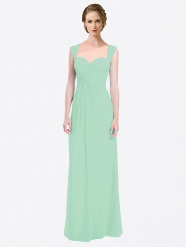 Boutique Menthe verte Trapèze Mousseline Longue Robes demoiselle d'honneur