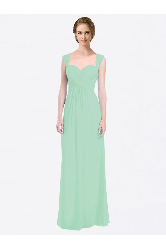 Boutique Menthe verte Trapèze Mousseline Longue Robes demoiselle d'honneur