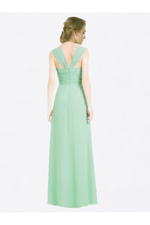 Boutique Menthe verte Trapèze Mousseline Longue Robes demoiselle d'honneur