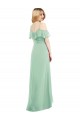 Boutique Menthe verte Trompette Bretelles spaghetti Col V Mousseline Longue Asymétrique Robes demoiselle d'honneur