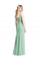 Boutique Menthe verte Trompette Col V Mousseline Longue Robes demoiselle d'honneur
