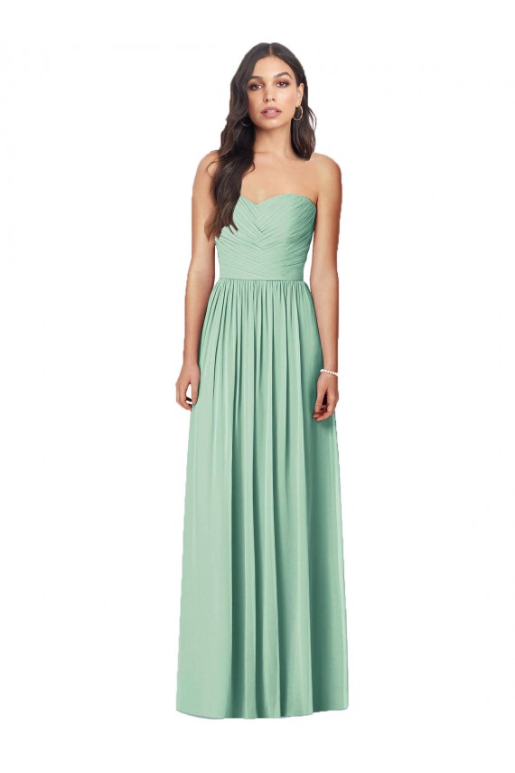 Boutique Menthe verte Trompette Sans bretelle Mousseline Longue Robes demoiselle d'honneur