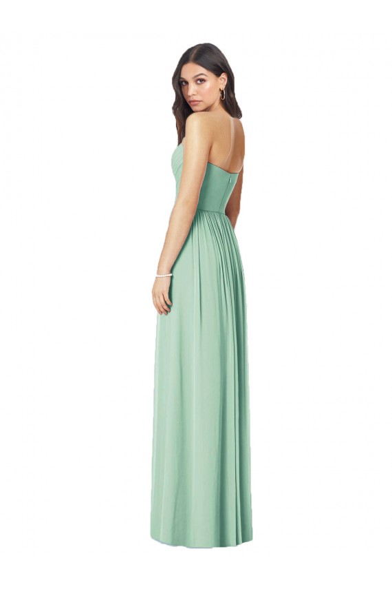 Boutique Menthe verte Trompette Sans bretelle Mousseline Longue Robes demoiselle d'honneur