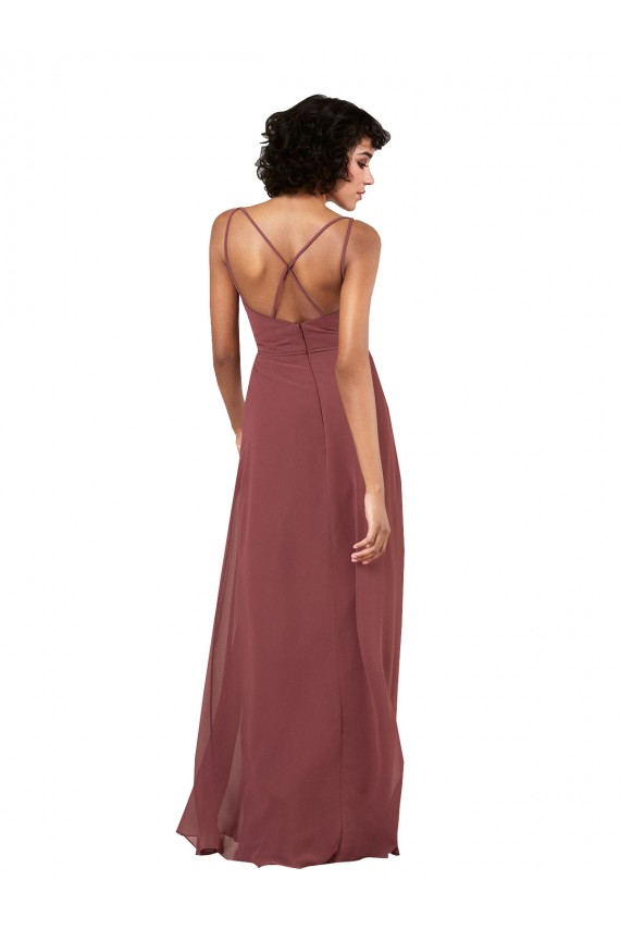 Boutique Noir Colonne Col V Mousseline Longue Formelles Robes demoiselle d'honneur / Robes de soirée