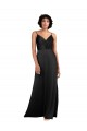 Boutique Noir Colonne Col V Satiné Soyeux Longue Asymétrique Formelles Robes demoiselle d'honneur / Robes de soirée / Robes de bal