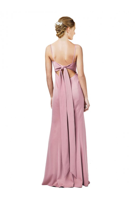 Boutique Noir Fourreau Bretelles spaghetti Col Carré Crêpe Stretch Longue Formelles Robes demoiselle d'honneur / Robes de soirée / Robes de bal