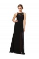 Boutique Noir Fourreau Col Haut Mousseline Dentelle Longue Robes demoiselle d'honneur