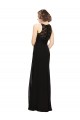 Boutique Noir Fourreau Col Haut Mousseline Dentelle Longue Robes demoiselle d'honneur