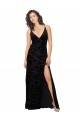 Boutique Noir Fourreau Col V Velours Floral Velours Stretch Longue Robes demoiselle d'honneur