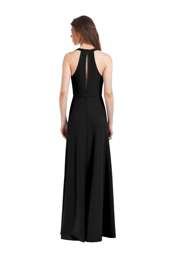 Boutique Noir Fourreau Licou Col V Crêpe Stretch Longue Formelles Robes demoiselle d'honneur / Robes de soirée / Robes de bal