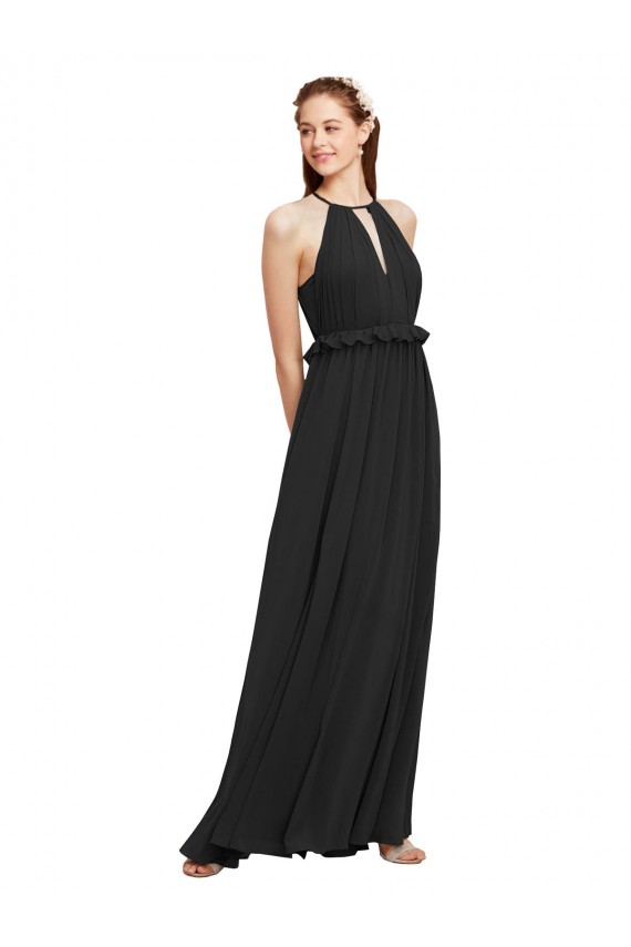 Boutique Noir Fourreau Licou Mousseline Longue Robes demoiselle d'honneur