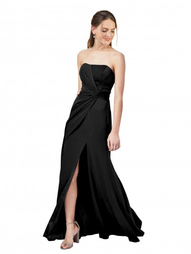 Boutique Noir Fourreau Sans bretelle Crêpe Stretch Longue Formelles Robes demoiselle d'honneur / Robes de soirée / Robes de bal