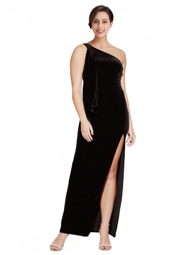 Boutique Noir Fourreau Velours Stretch Longue Formelles Robes demoiselle d'honneur / Robes de soirée / Robes de bal