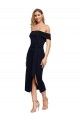Boutique Noir Fourreau Épaule Dénudée Col Carré midi Crêpe Stretch Courte Robes demoiselle d'honneur / Robes de soirée / Robes de cocktail