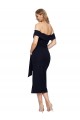 Boutique Noir Fourreau Épaule Dénudée Col Carré midi Crêpe Stretch Courte Robes demoiselle d'honneur / Robes de soirée / Robes de cocktail