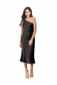 Boutique Noir Fourreau midi Satiné Stretch Courte Robes demoiselle d'honneur / Robes de soirée / Robes de cocktail