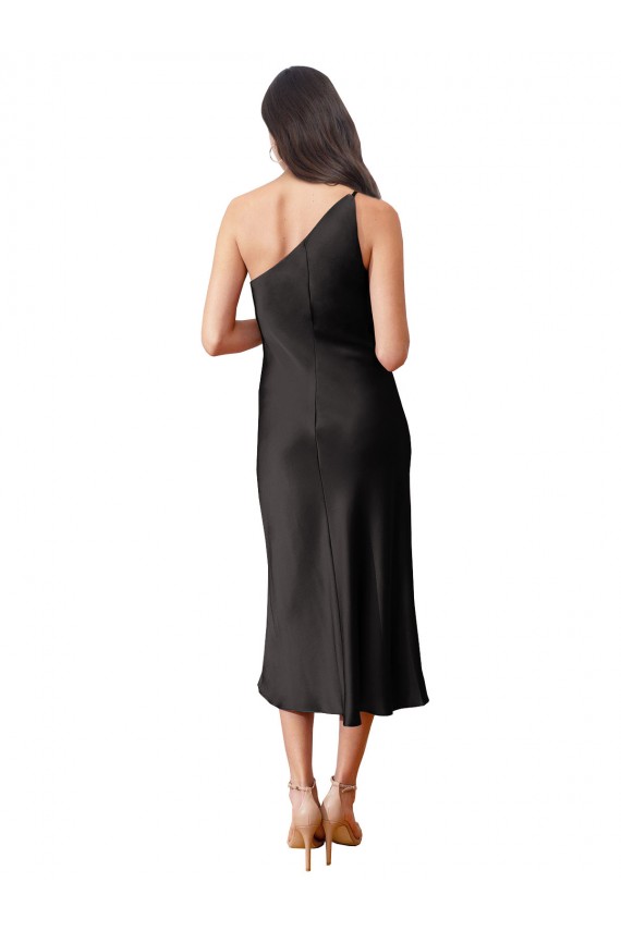 Boutique Noir Fourreau midi Satiné Stretch Courte Robes demoiselle d'honneur / Robes de soirée / Robes de cocktail