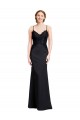 Boutique Noir Sirène Bretelles spaghetti Col V Crêpe Stretch Longue Robes demoiselle d'honneur / Robes de bal
