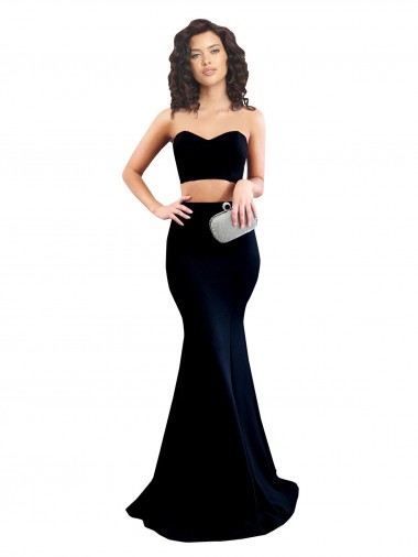 Boutique Noir Sirène Col Haut Crêpe Stretch Longue Formelles Robes demoiselle d'honneur / Robes de soirée / Robes de bal