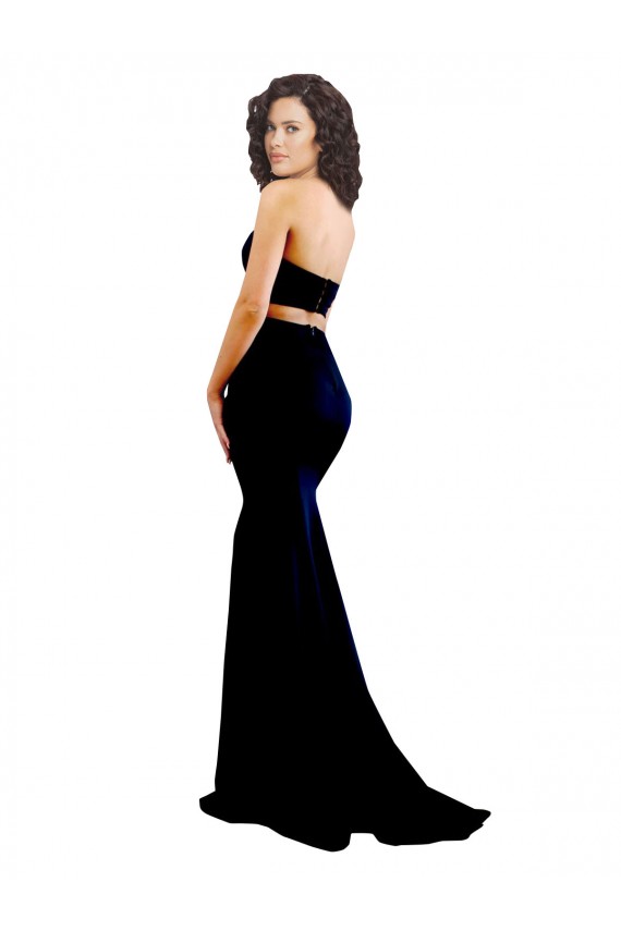 Boutique Noir Sirène Col Haut Crêpe Stretch Longue Formelles Robes demoiselle d'honneur / Robes de soirée / Robes de bal