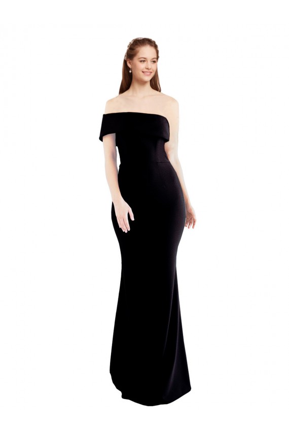 Boutique Noir Sirène Crêpe Stretch Longue Formelles Robes demoiselle d'honneur / Robes de soirée / Robes de bal