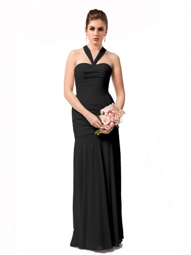 Boutique Noir Sirène Licou Mousseline Longue Robes demoiselle d'honneur