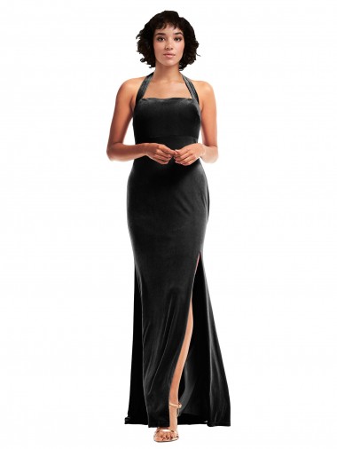 Boutique Noir Sirène Licou Velours Stretch Longue Formelles Robes demoiselle d'honneur / Robes de soirée / Robes de bal