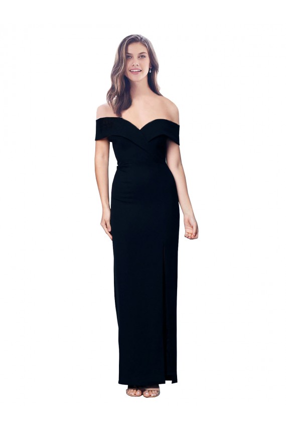 Boutique Noir Sirène Épaule Dénudée Crêpe Stretch Longue Formelles Robes demoiselle d'honneur / Robes de soirée / Robes de bal