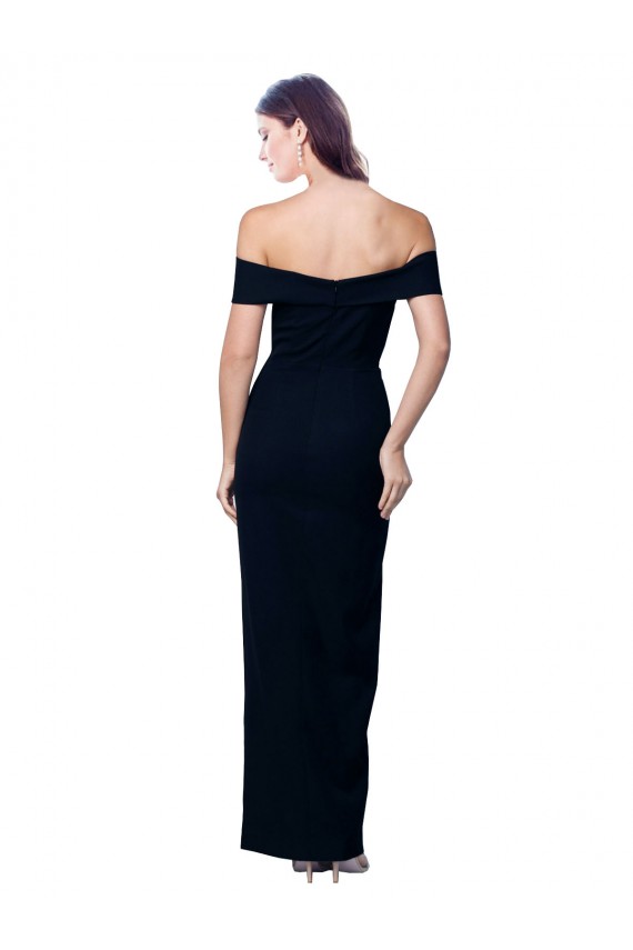 Boutique Noir Sirène Épaule Dénudée Crêpe Stretch Longue Formelles Robes demoiselle d'honneur / Robes de soirée / Robes de bal