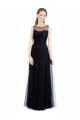 Boutique Noir Trapèze Bateau Illusion Tulle Dentelle Longue Robes demoiselle d'honneur