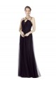 Boutique Noir Trapèze Bretelles spaghetti Col Haut Tulle Longue Robes demoiselle d'honneur