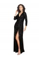 Boutique Noir Trapèze Col V Paillette Longue Formelles Robes demoiselle d'honneur / Robes de soirée / Robes de bal