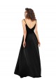 Boutique Noir Trapèze Col V Satiné Soyeux Longue Asymétrique Formelles Robes demoiselle d'honneur / Robes de soirée / Robes de bal