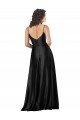 Boutique Noir Trapèze Col V Satiné Soyeux Longue Formelles Robes demoiselle d'honneur / Robes de soirée / Robes de bal