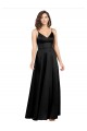 Boutique Noir Trapèze Col V Satiné Soyeux Longue Formelles Robes demoiselle d'honneur / Robes de soirée / Robes de bal